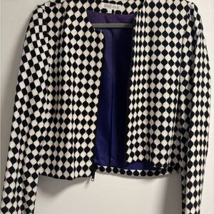 Ann Taylor Black and White Checkered Blazer